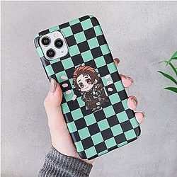Kimetsu no Yaiba iPhone Case  -  Tanjiro Checkered Design Demon Slayer Storeandise Demon Slayer Store