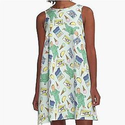 Bobby Hill Snacks Pattern - King of the Hill Pattern A-Line Dress