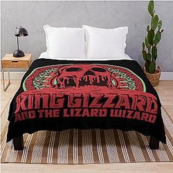Vintage King Skull Gizzard The Lizard Throw Blanket