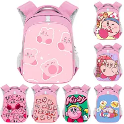 Kirby Children Backpack Boys Rucksack Cartoon Anime Student Book Bag Kids Girls Schoolbag Children Knapsack Birthday Party Gift