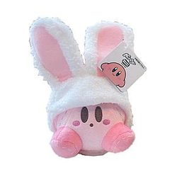 10cm White Rabbit Ears Kirby Plush Keychain