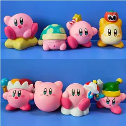 8Pcs/Set Games Star Kirby Anime Cute Cartoon Pink Kirby Mini Figure Toys