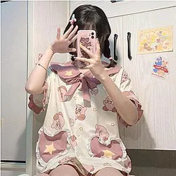 Kirby Japanese Cartoon Pajamas For Girls