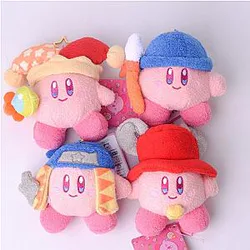 12cm Pink Stars Kirby Cosplay Ninja Plush Toys Keychain