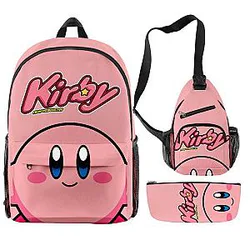 Anime Star Kirby 3D Children School Bags Backpacks Chest Bag Pencil Bags
