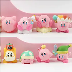 8pcs Games Pink Cartoon Kirby Action Figures Toys