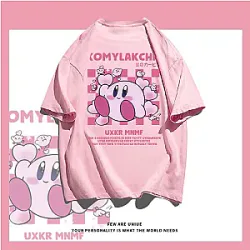 Kirby Cute Anime Clothing Children Cartoon Casual Teen O-neck T Shirt
