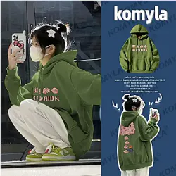 Cartoon Kirby Printed Autumn and Winter Thickened Warm Hoodies