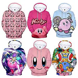 Cute Cartoon Stars Kirby 3D Color Printed Hooded Sweater