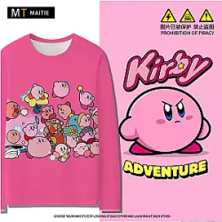 Kirby Cartoon Pink Doll Pattern Long Sleeves Shirts