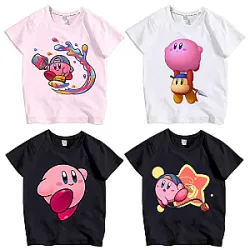 Cartoon Anime Figures Star Kirby Printing Clothing Short Sleeve T-shirts