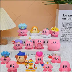 8PCS Set Games Star Kirby Cute Cartoon Pink Kirby Mini Figure Toys