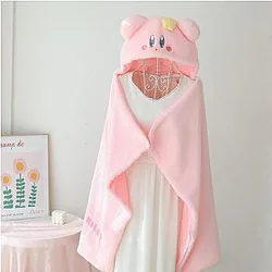 Kirby Cute Anime Cape Hooded Coat House Shawl Nap Blanket Quilt