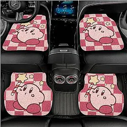 Kirby Cartoon Car Interior Anti-dirty Silk Circle Floor Mat