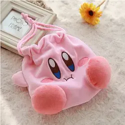 Star Kirby Anime Cartoon Plush Cute Pink Plush Portable Storage Bag