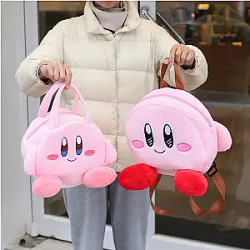 Cartoon Kirby Plush Toys Girls Sweet Pink Kirby Backpack