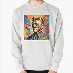 Colorful digital portrait inspired by Kirk Douglas on pop art background Pullover Sweatshirt