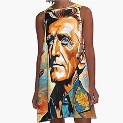 Colorful digital portrait inspired by Kirk Douglas on a pop art background A-line dress