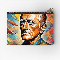 Colorful digital portrait inspired by Kirk Douglas on pop art background zip pouch