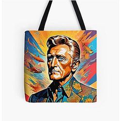 Colorful digital portrait inspired by Kirk Douglas on pop art background tote bag