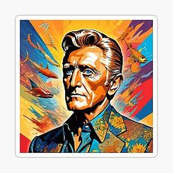Colorful digital portrait inspired by Kirk Douglas on pop art background sticker