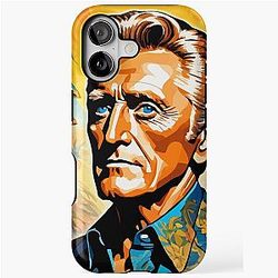 Colorful digital portrait inspired by Kirk Douglas on pop art background iPhone case
