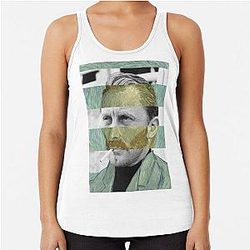 Self Portrait by Vincent Van Gogh and Kirk Douglas Racerback Tank