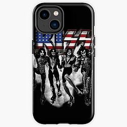 KISS die band - Destroyer Black and White Fog USA Logo iPhone Tough Case RB2411