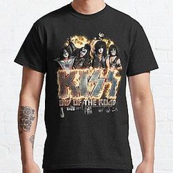 KISS die Band - Ende der Road on Fire Logo Classic T-Shirt RB2411