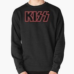 Red Glowing KISS Neon Sign auf schwarzem Pullover Sweatshirt RB2411