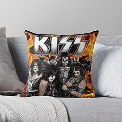 KISS con logo e band Throw Pillow RB2411