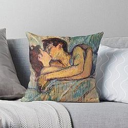 Henri de Toulouse-Lautrec - Le Lit La cama 1892 -En la cama la cama kiss-En la cama El Kiss por Henri de Toulouse-Lautrec Pillow RB2411
