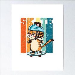 Kittie on a skateboard Poster
