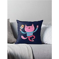 Summer Kittie Throw Pillow