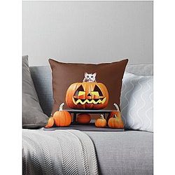 Helloween kittie Throw Pillow