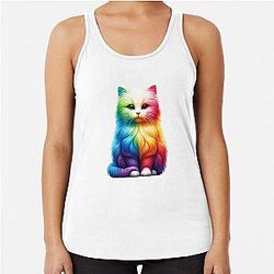 Colorful Rainbow Kittie  Racerback Tank Top