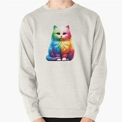 Colorful Rainbow Kittie  Pullover Sweatshirt