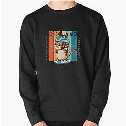 Kittie on a skateboard Pullover Sweatshirt