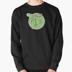 Green Heart Kittie Pullover Sweatshirt