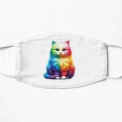 Colorful Rainbow Kittie  Flat Mask