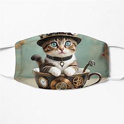 Steampunk Kittie in a Cup Flat Mask