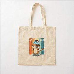 Kittie on a skateboard Cotton Tote Bag