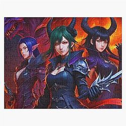 Kpop Demon Hunters Girls and Monster Fanart Design Jigsaw Puzzle