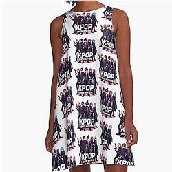 KPOP Demon Hunters A-Line Dress Logo Neon Fantasy Sticker