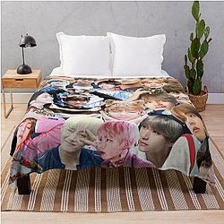V BTS collage Throw Blanket