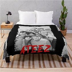 ATEEZ Kpop Group Members Black and White Kpop RGB Color Design Throw Blanket