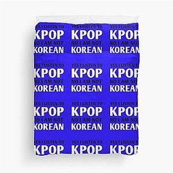 I LISTEN TO KPOP - BLUE Duvet Cover