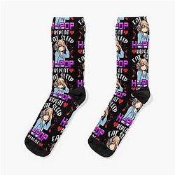 Cute Eat Sleep K-Pop Repeat KPop Korean Music Socks