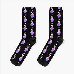 Kpop Korean Finger Heart, Funny K-Pop Design Purple Pink Degraded Army Style Gift Socks