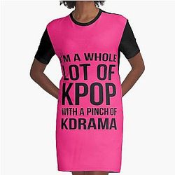 A LOT OF KPOP - PINK Graphic T-Shirt Dress